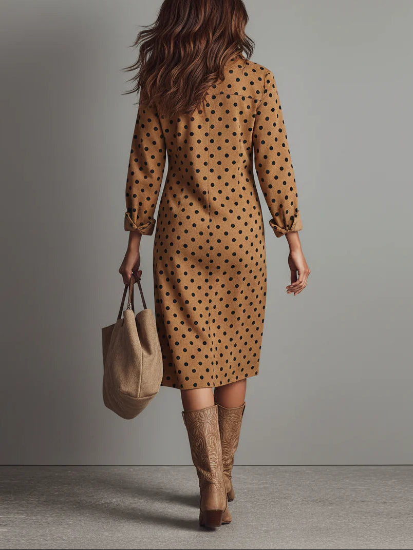 Maribelle | Vintage Polka Dot Suede Midi Dress