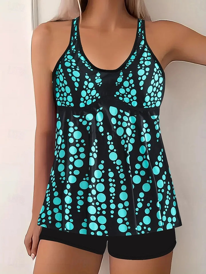 Jade | Tankini Set with Bubble Print that Covers the Belly