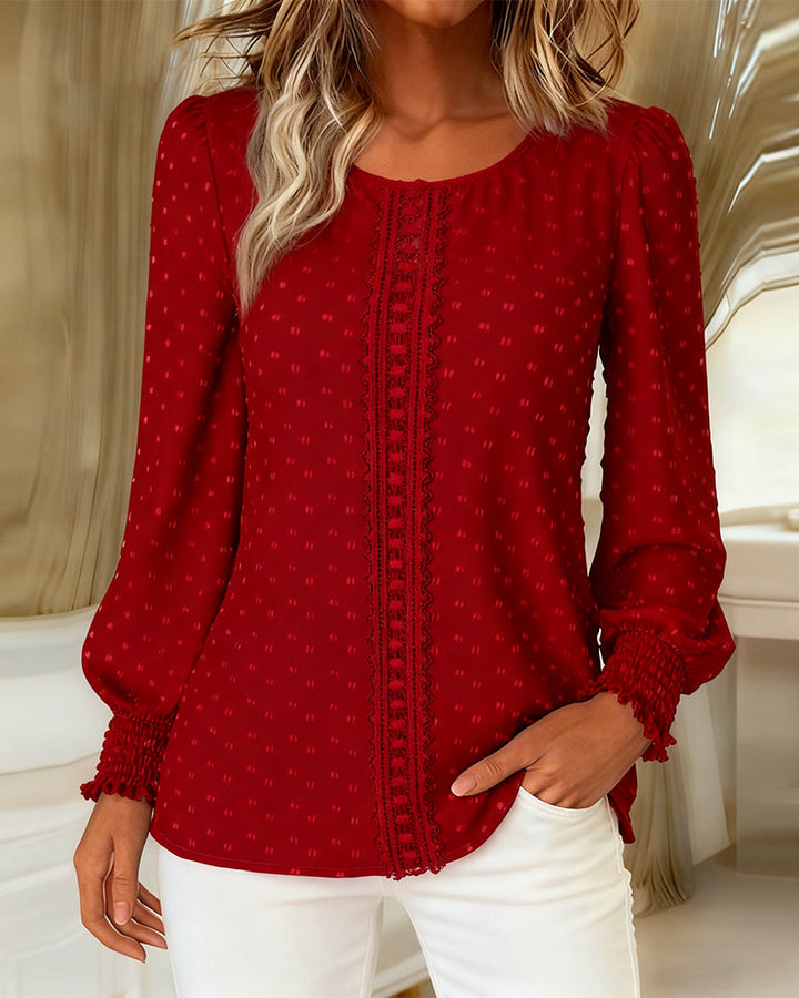 Myra | Elegant Puff-Sleeve Textured Detail Blouse