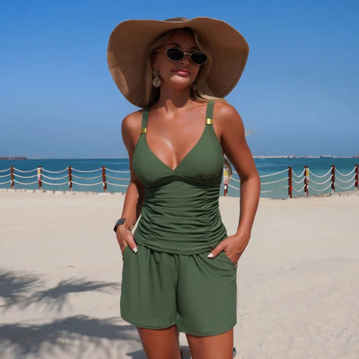 Harper | Ruffled Tankini Set with Pockets