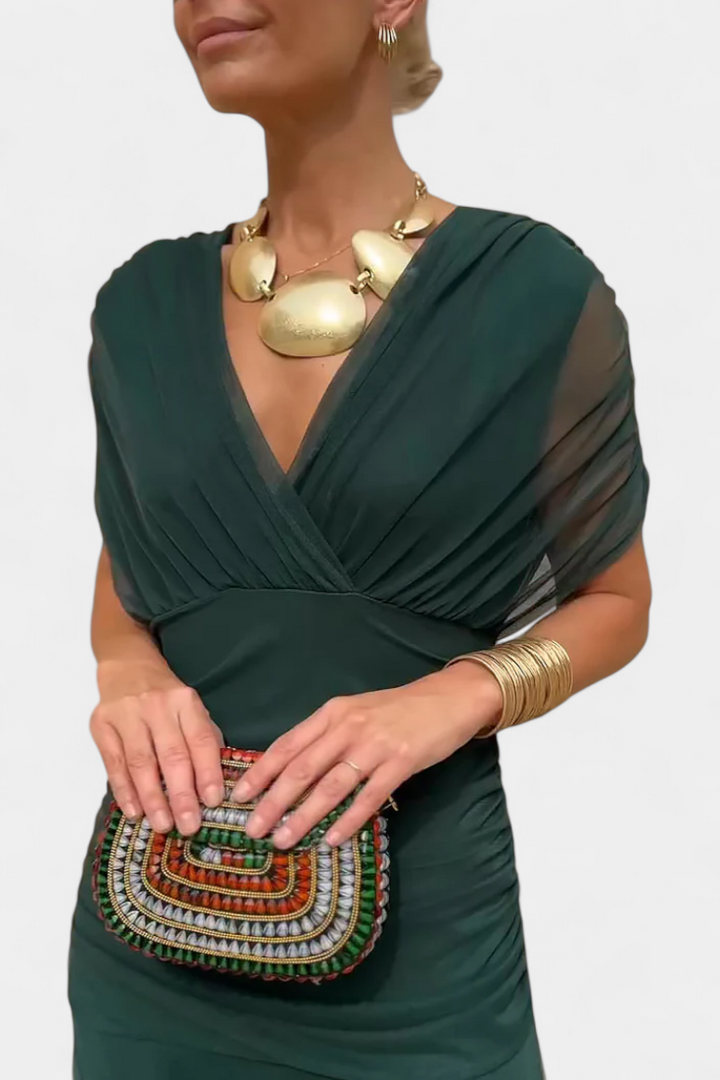 Elowen | Long floral dress with V-neck