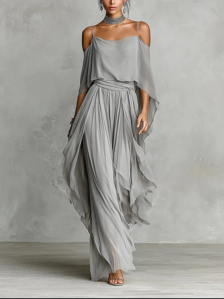 Isabela | Flowy Gray Set with a Strappy Top and Lightweight Pants