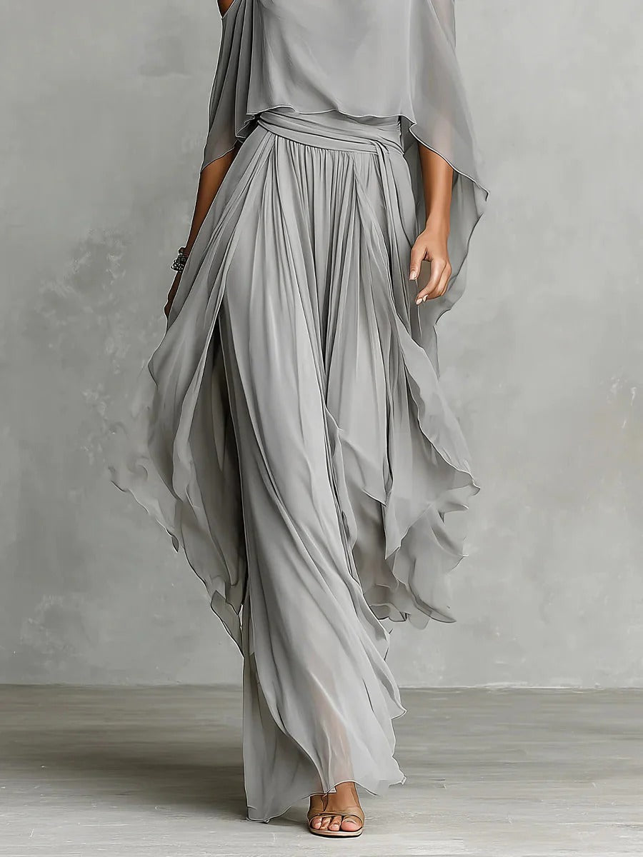 Isabela | Flowy Gray Set with a Strappy Top and Lightweight Pants
