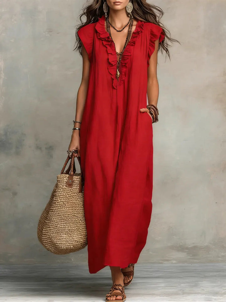 Uanavi - Bohemian Long Dress in Linen