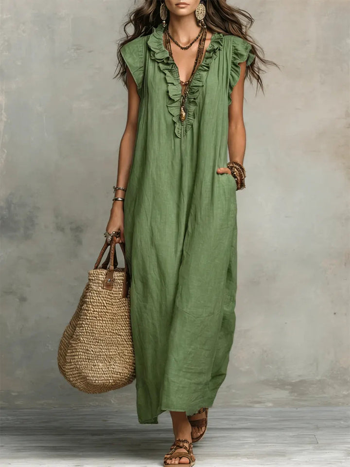 Uanavi - Bohemian Long Dress in Linen